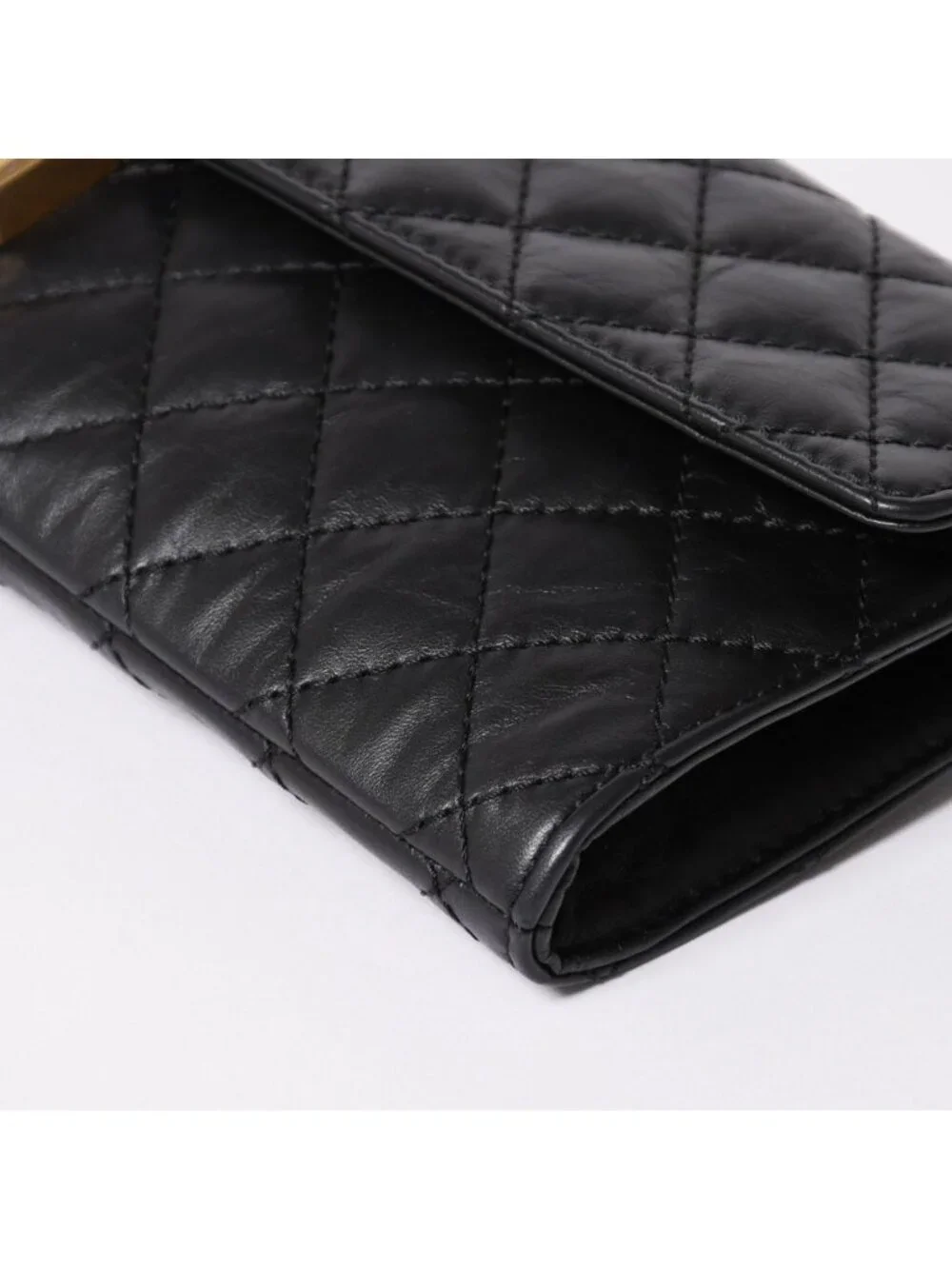 Chanel Metiers D'art Collection Clutch CC Logo Aged Calfskin Black